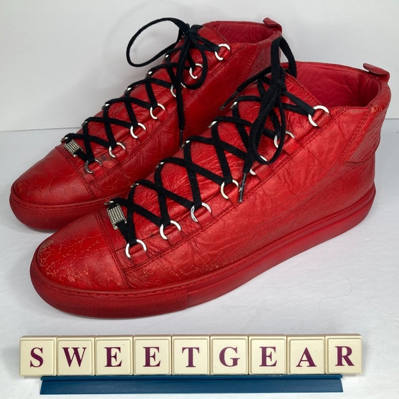 Balenciaga Arena High Creased Leather Red - Picture 4 of 16